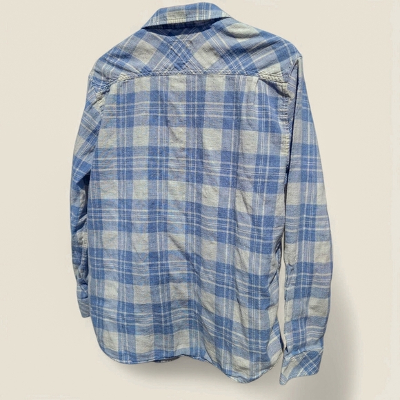 Rails Wyatt faded blue grey plaid button down soft cotton shirt L - Picture 4 of 14